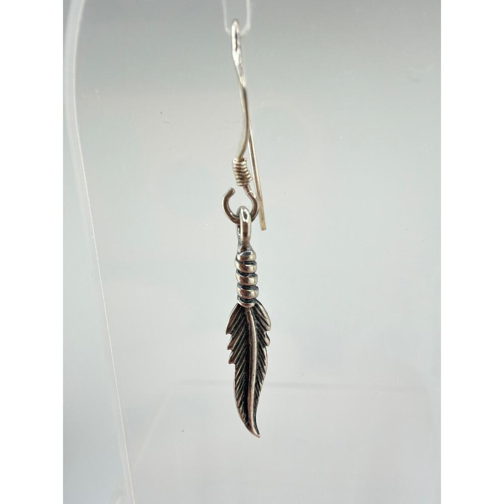 NEW Artisan Handcrafted Metal Feather Dangle Earrings - Picture 2 of 6